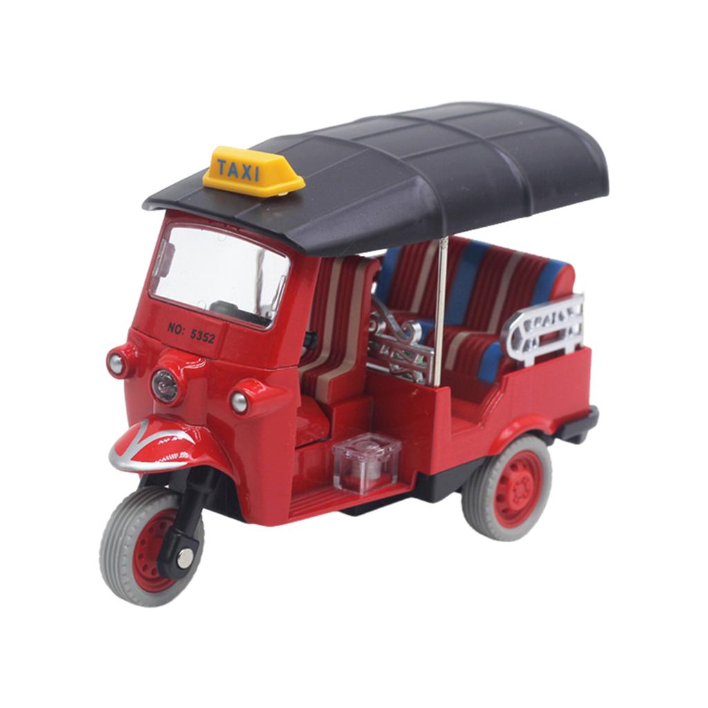 Thai Tricycle Model Simulated Toy Alloy Tuk Tuk Model for Kids and Collectors in Bright Color with Alloy Construction