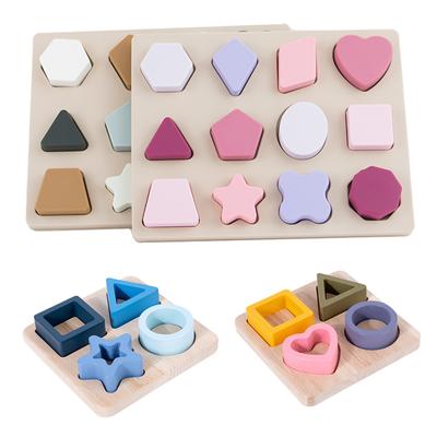 Montessori Baby Puzzles Silikon Spielzeug Geometrische Form Puzzle Bord Passende Spiele Pädagogisches Lernspielzeug Lebensmittelqualität Silikon