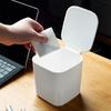 Desktop Trash Can with Flip Cover Mini Trash Bin Home Office Desk Bedside Table Plastic Waste Container