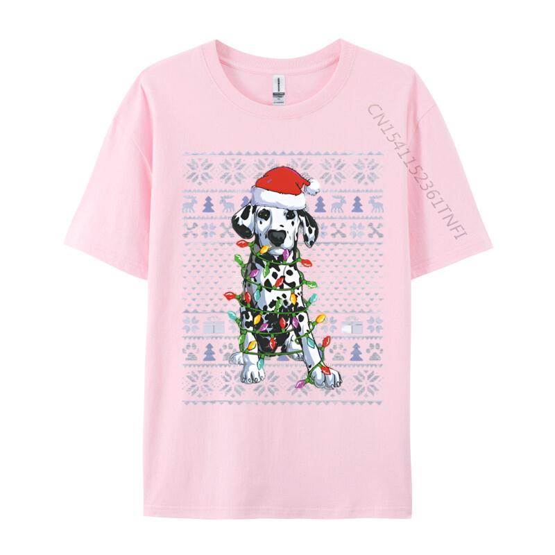 Vintage T Shirts Faddish Funny Dalmatian Dog Lover Santa Hat Ugly Tshirt Cotton Adult Tops  Tees Graphic Tees