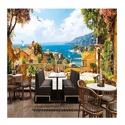 Papier Peint 3D Rétro Européen Paysage Petite Ville Grande Fresque Murale Café Restaurant Bar Fresque Murale Pour Mur