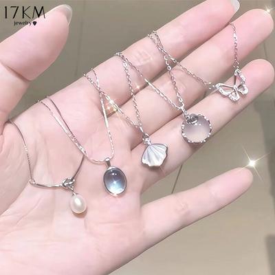 Simple Shell Plastic Necklaces for Woman Elegant Crystal Choker Chain Pendant Accessories Jewelry