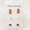 Silver Needle Korean Version In Style Minimalist Love Pineapple Stud Earrings Set Female, Spice Girl Niche Stud Earrings Set Tide Summer