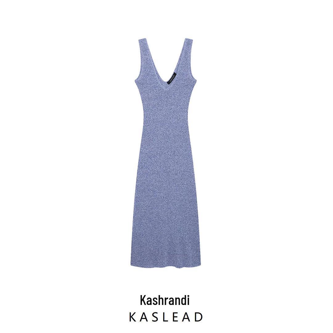 

Spring 2025 Women s European-American Fashion Vacation Midi Dress Large синий