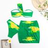 New Sexy Dyed Print One Shoulder Women's Swimsuit Three Piece Bikini Set Single Shoulder Backless Beachwear
