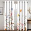 2pcs Beautiful Flower Butterfly Printed Curtains Grommet Top Hook Curtain For Restaurants  Living Room Bedroom Offices Room