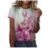 Summer Round Neck 3D Feather Animal Simplicity Print Top Fashionable Casual Short Sleeved Women's T-shirts