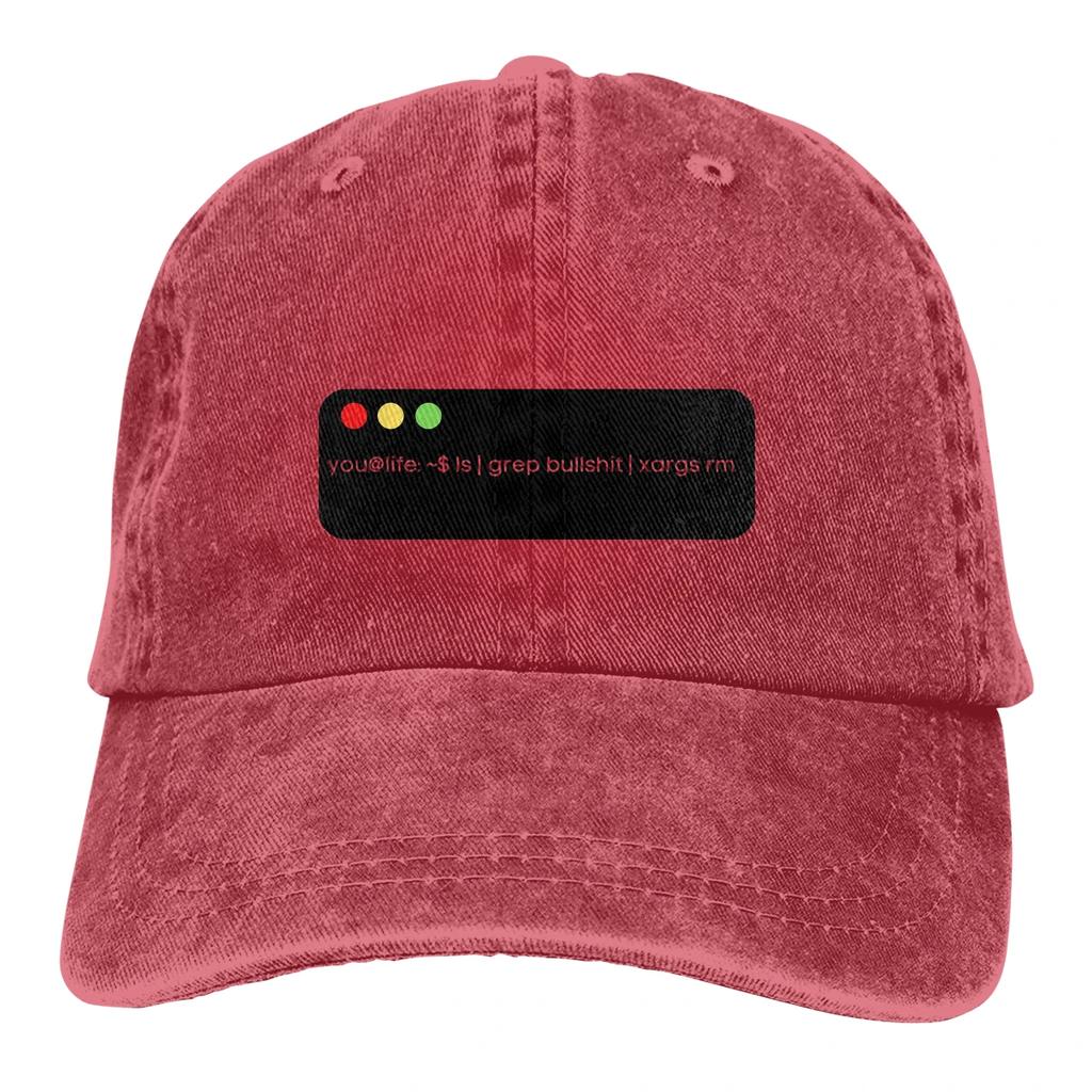 Adjustable Solid Color Baseball Cap Delete The Bullshit Washed Cotton Linux Program It Crowd Programer Sports Woman Hat