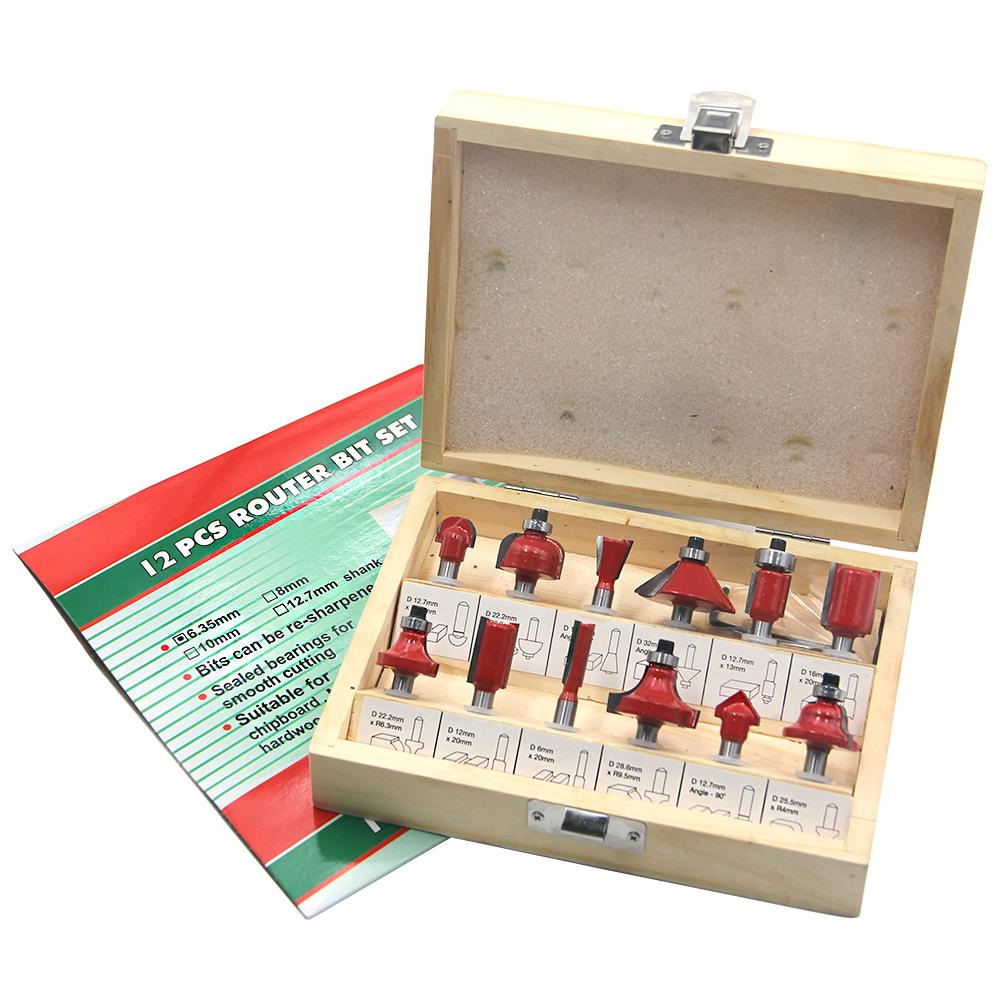 

Фреза для деревообработки, гравировальный станок, режущая головка, прорезной электрический фрезер, фаскосниматель, резак для кромок, набор инструментов для резки 12pc mill cutter set