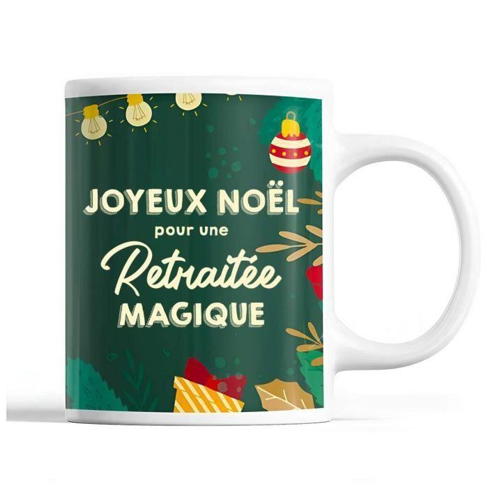 Mug - Noël Retraitée - Prénom - Cadeau Unique - Résistant Lave-vaisselle