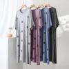 Women's Modal Nightgown: Spring/Summer, Round Neck, Short Sleeve, Loose Fit, Plus Size, Mid-Length