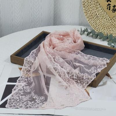 Ausländischer Stil Äußerer Schal Streamer Dünnes Netz Damen Vielseitig Literarisch Dreidimensionale Stickerei Perlen Spitze Schal Tide