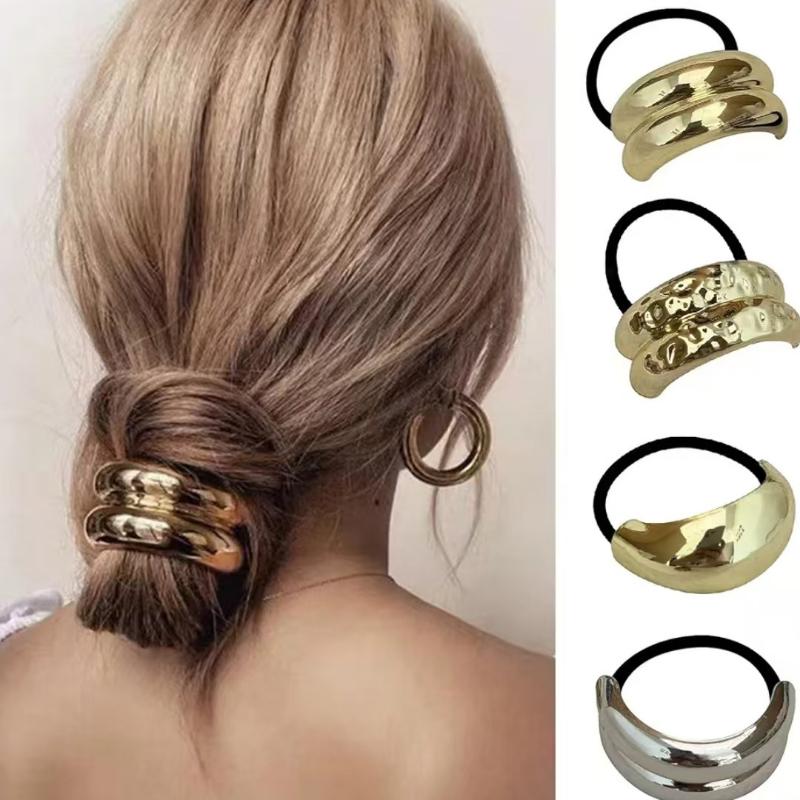 Fashion Alloy Headband Headdress Cool Style Ponytail Hair Ring High-end Seamless Hairband Set