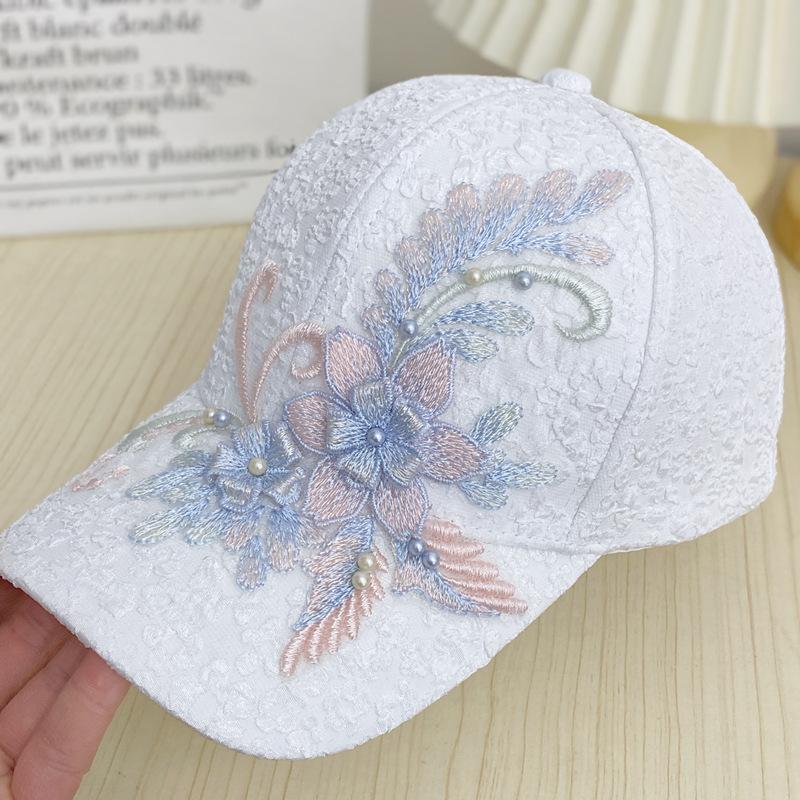 

Бейсболка с цветочным принтом и защитой от УФ-излучения - регулируемая всесезонная кепка для отдыха на открытом воздухе Adjustable белый