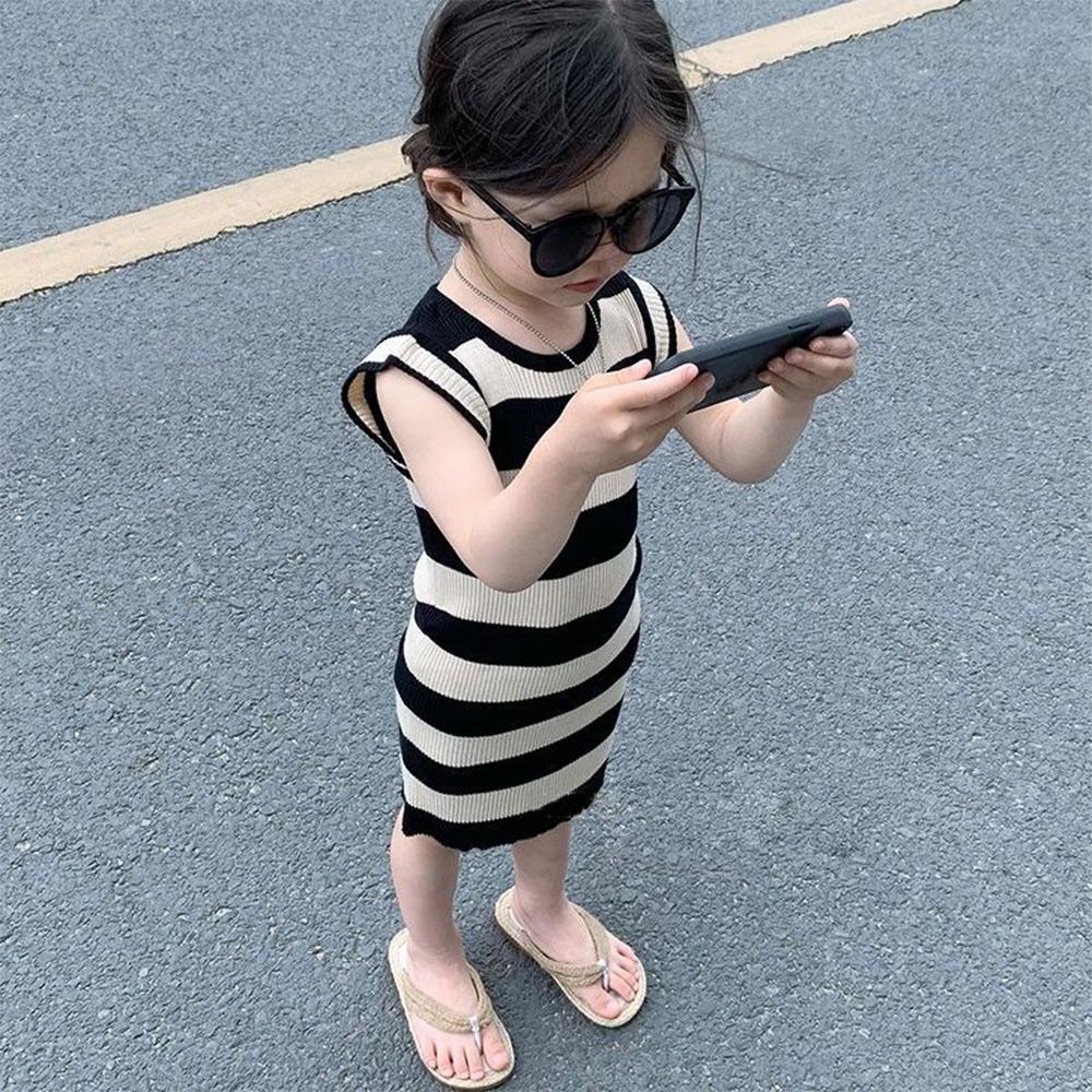 Abiti estivi a righe per bambina Abiti casual da principessa Abbigliamento per bambini Abiti per neonati e bambini Vestidos Abiti per bambine