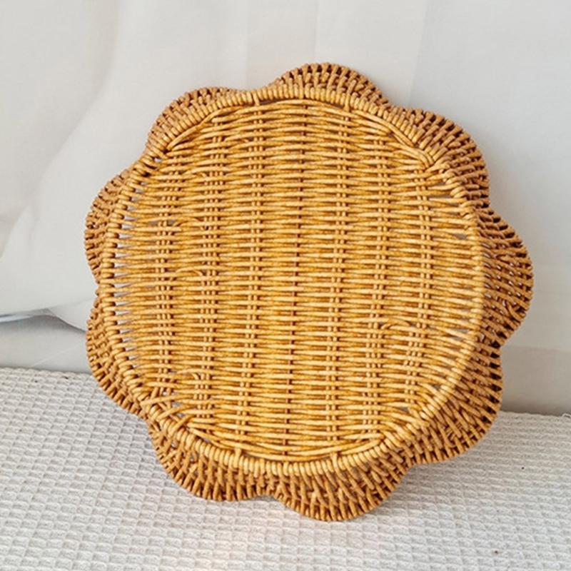 Tragbarer Plastik-Geflecht-Brotkorb Handgeflochtene Blumenform Schalen für Obstservieren und Aufbewahrung in Häusern oder Restaurants