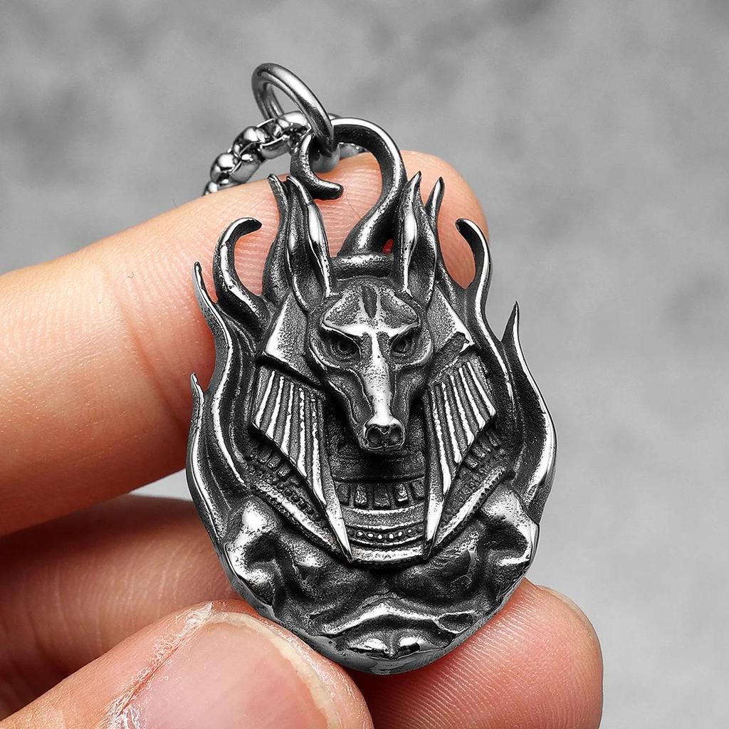 Amulett Talisman Anubis Gud Döden Halsband Hänge Antika Egypten Egyptisk Symbol Evigt Liv skydda väktare Döda