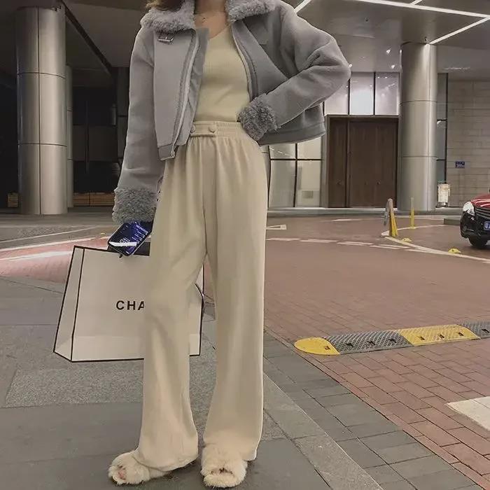 Women's High Waist Wide Leg Pants - 2023 Autumn/Winter Casual Drape Slim Fit
