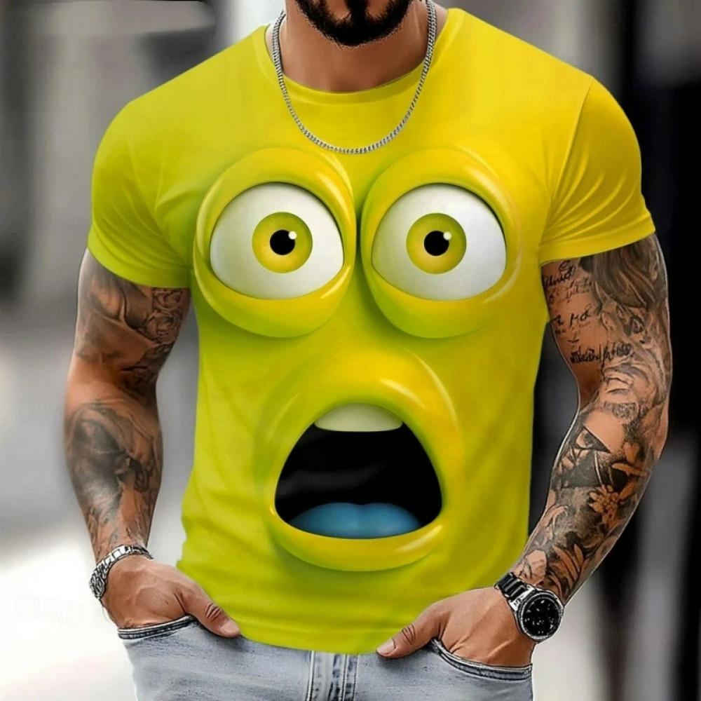 3D Print Abstract Face T-shirt For Men Funny Colorful Graphic Short-sleeved Tees Summer Fashion Round Neck Tops Street Women T-shirt