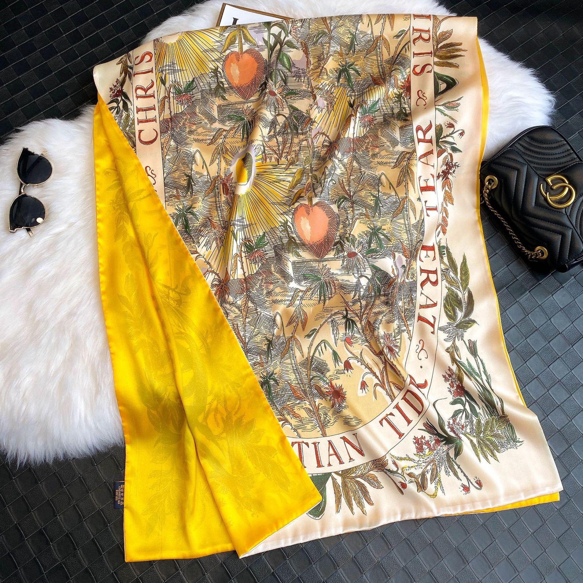 

Высококачественные роскошные шелковые шарфы, повязка на голову, шарфы, шейный шарф для женщин, шелковый шарф с цепочкой, женская декоративная шаль 180-70cm