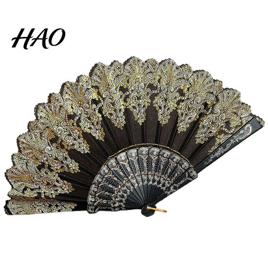 Dancing Fan Folding with Hanging Ring Smooth Opening Comfortable Grip Dance Clear Pattern Chinese Style Fabric School Supply