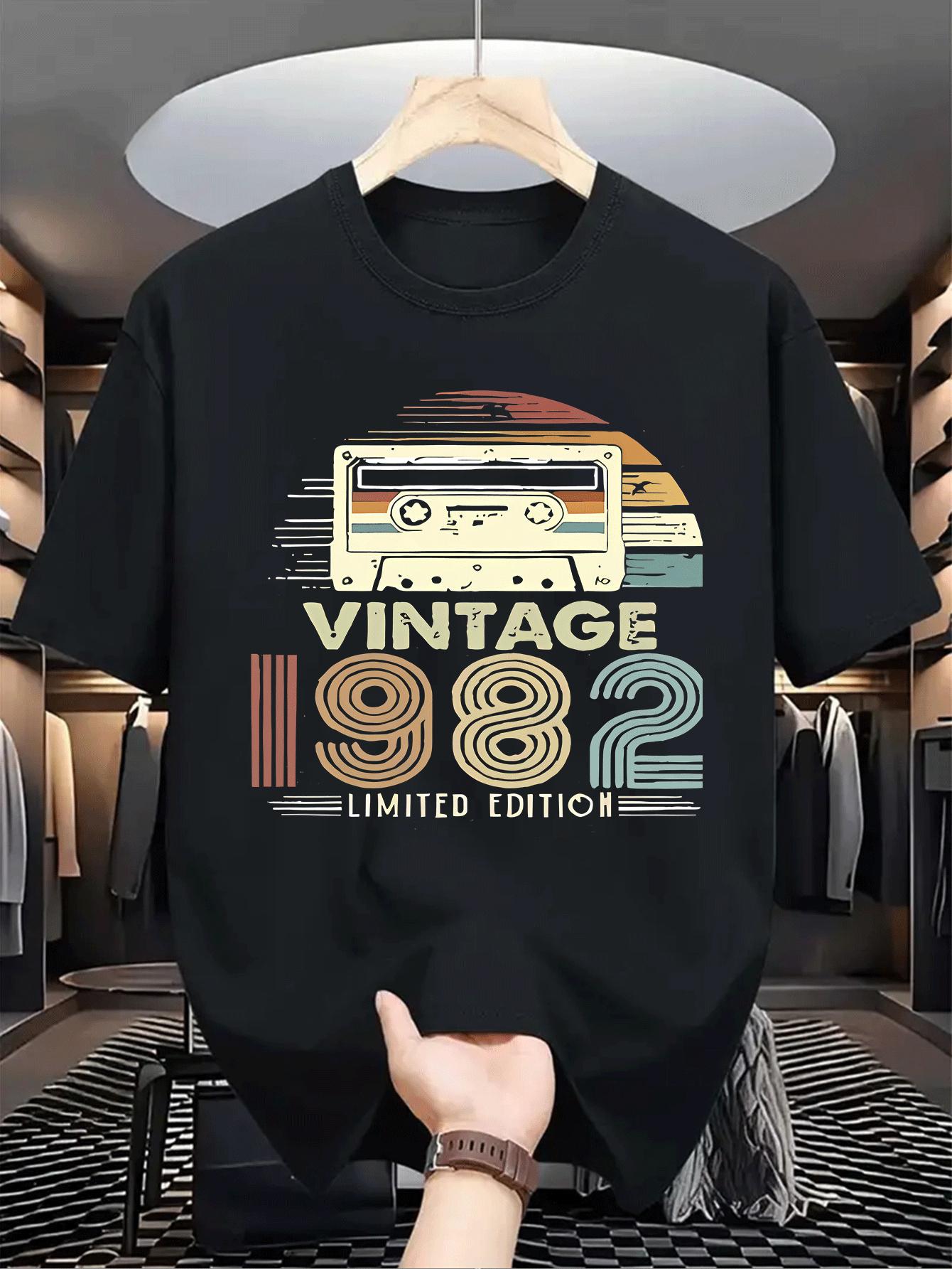 Men s Fashion 1982 Digital Pattern Print Casual Summer Top L