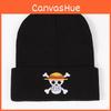 New Cosplay Anime One Piece Skull Knitted Hat Warm Street Dance Beanie Men Women Autumn Winter Hat Black Gray