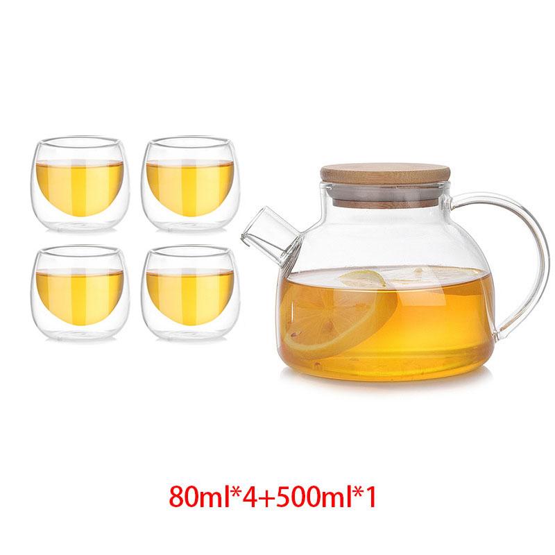 Heat Resistant Glass Tea Infuser Pot  With Wooden Cover Flower Tea Puer Kettle Coffee Cup Teapot Set Wzpi