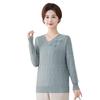Mom's Versatile Long-Sleeve Knitted Sweater for Middle-Aged and Elderly Women - Elegant Pullover for Spring and Autumn.