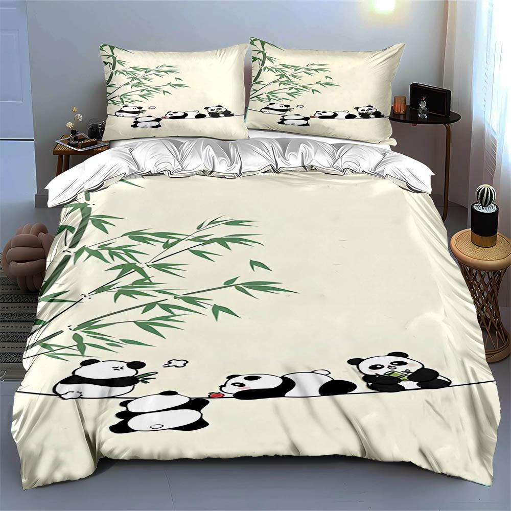 Pandas Bamboo Accents Bedding Duvet Cover Sets Duvet Covers Pillowcases Gifts (1 * Duvet Cover 2 * Pillowcases, Without Duvet Insert)