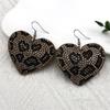 Charm Heart Love Leopard Print Rhinestone Dangle Earrings for Women Girls Coffee Color Party Wedding Drop Earring Jewelry Gifts
