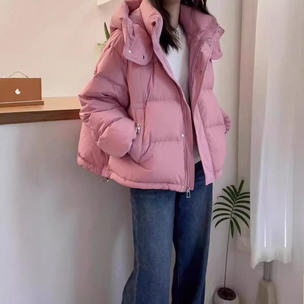 Down cotton-padded clothes women's autumn and winter short 2025 large size loose cotton clothes small man hooded warm casual jacket