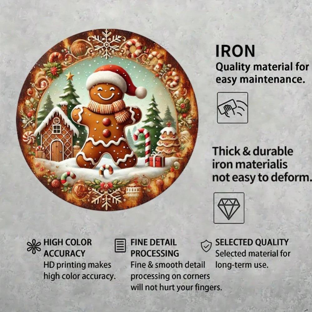 Vintage Gingerbread Man Iron Metal Wreath Wall Plaque Home Decor Gift Christmas Halloween
