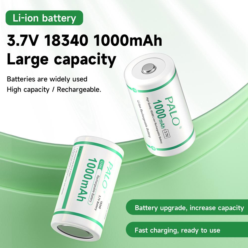 PALO 1000mAh 18350 Lithium Ion Battery 3.7V Rechargeable Li-ion 18350 Cells With Nickel Sheet for Electric Flashlight Toothbrush