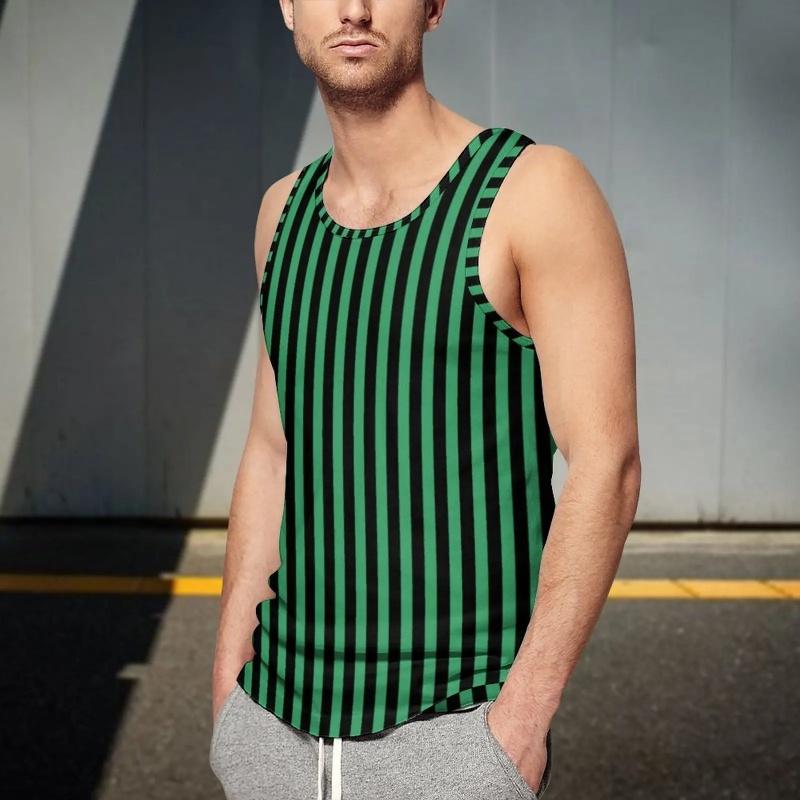 Colorful Stripe Geometry Tank Tops For Man Color Block Pattern Tees Summer Casual Vest Oversized Sports Street Tank Top