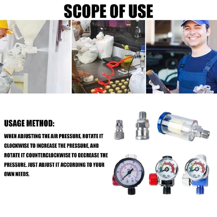 Pneumatic Tool Accessory Oil Water Separator Air Pressure Regulator Gauge Adjustable Flow Control Plastic Filter
