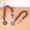 Saint Benedict Medal Prayer Pocket Rosary Catholic Brown Wood Beads With Saint Benedict Medal And Crucifix