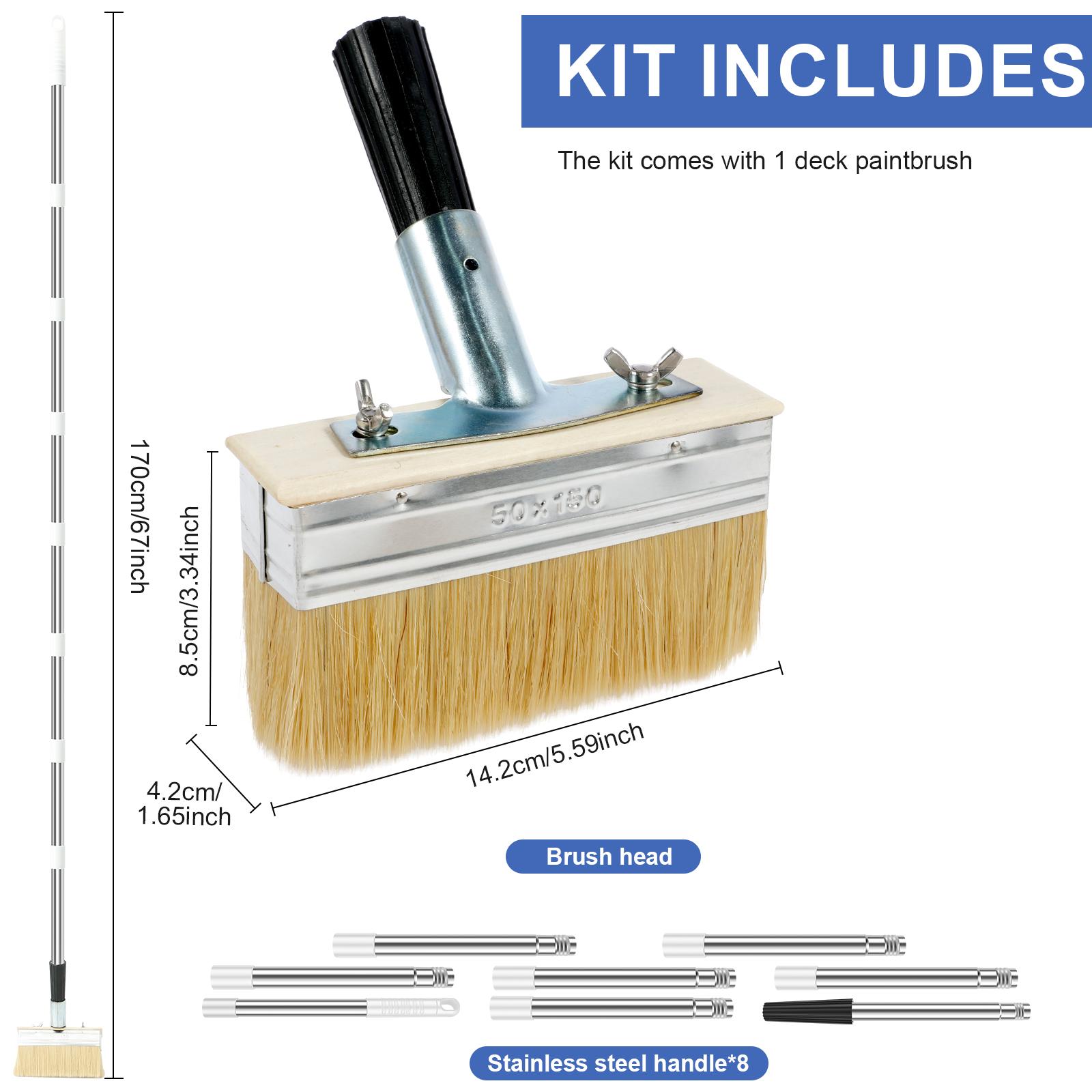 

Deck Stain Brush with Long Handle Deck Paint Brush Paint Brushes Set for Painting Wood Deck, Masonry, Fence, Wall and Furniture