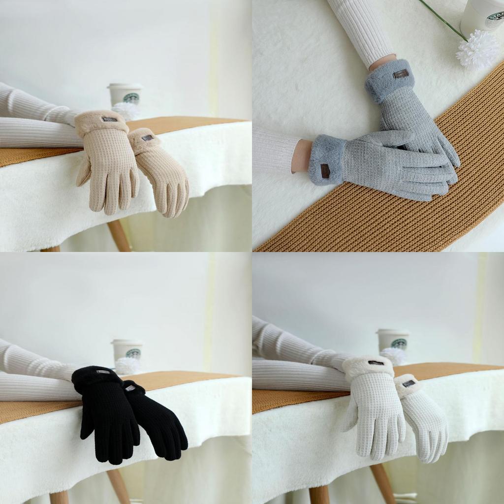 Winter Damen Flauschige Fahrradhandschuhe Mit Winddichtem Design Für Den Außenbereich