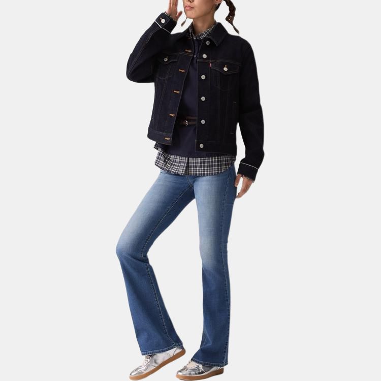 Levis Casual Comfortable Slim Fit Single Breasted Long Sleeve Denim Jacket Women Jackets Dark-Blue 29945-0236