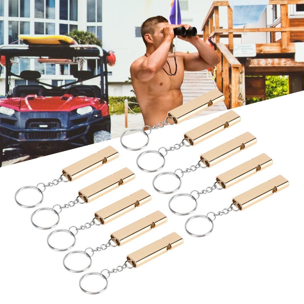 

10 Pcs Aluminum Alloy Double Tube Whistle 120dB Loud High Frequency Whistle Outdoor Sports золотий