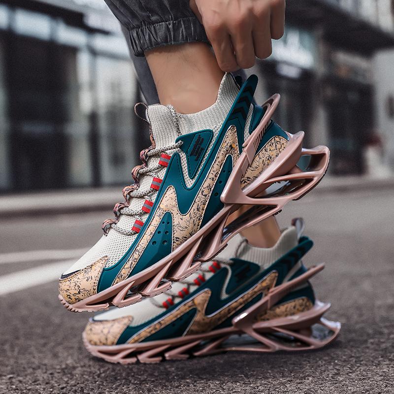 Fashion Lace-up Men's Sneakers Trendy Blade Shoes Elastic Outdoor Sports Shoes Teenager Running Exercise Shoes