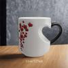 Red Hearts Pattern Color Changing Cup Heart Handle Design Thermochromic Mug  Gift Idea