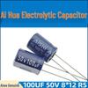 Aihua 100UF 50V Electrolytic Capacitor, Long Life, Purple, 8x12mm