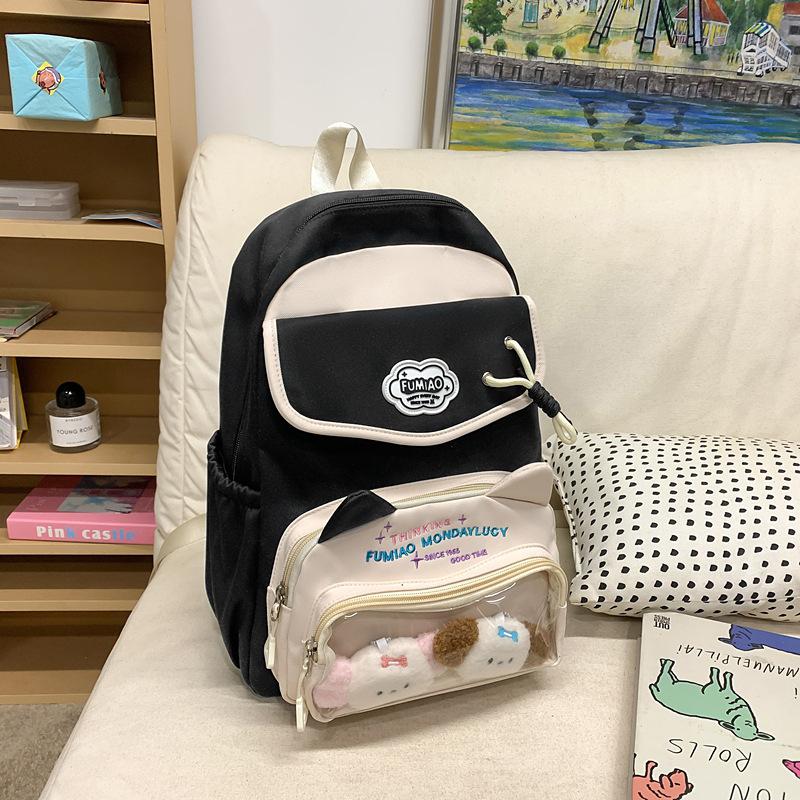 Schoolbag High Value Ins Wind School Bag Junior High School Girls Backpack High School Students Large Capacity Cute Pain Bag Dopamine Backpack