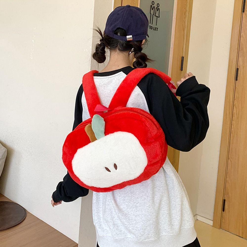 Kawaii Cartoon Fruit Plush Backpack Soft Cute Decorate Knapsack Fruit Doll Shoulder Bag  Outdoor