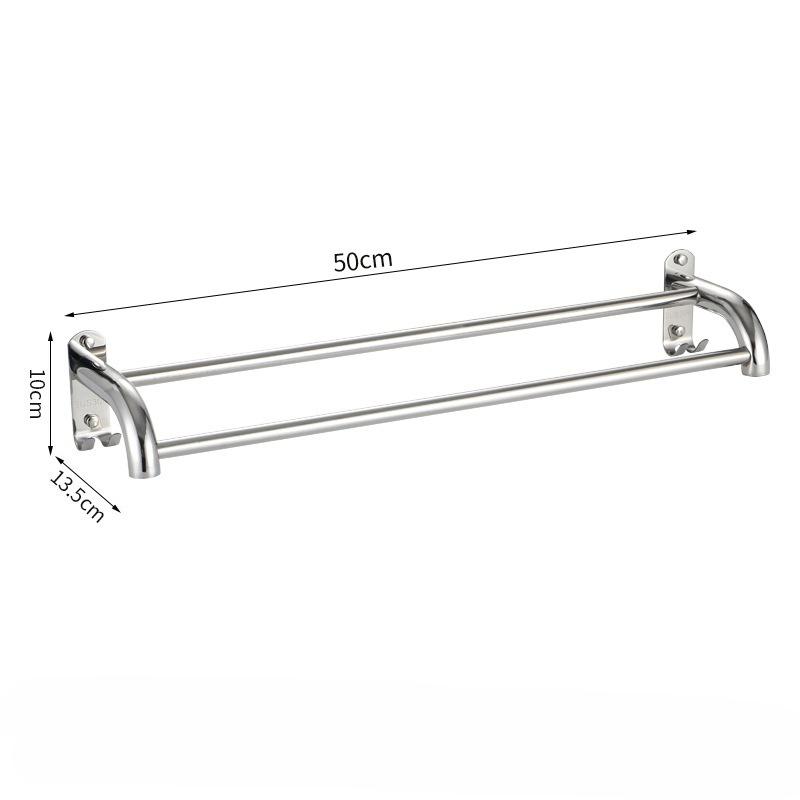 Stainless Steel Stainless Steel Double Towel Bar Wall Mounted Towel Rack Shelf Brushed Bathroom Towel Holder Accessories