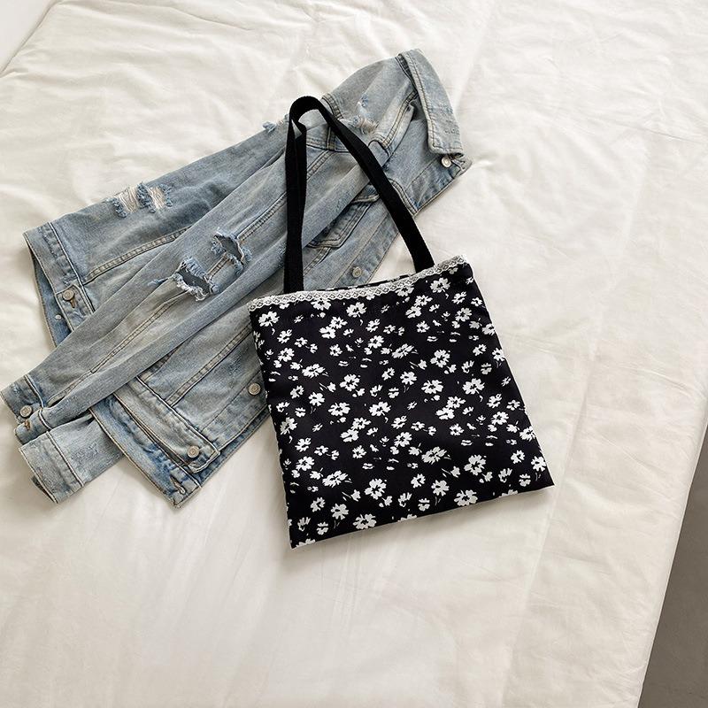 

New cute polka dot versatile shoulder canvas bag shopping bag handheld student schoolbag women s large capacity