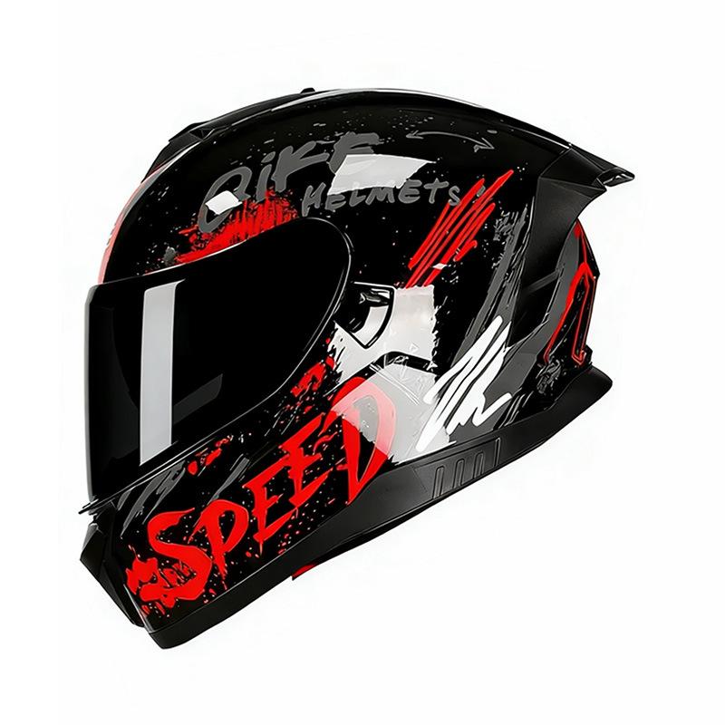 Unisex Double Lens Full Face Motorcycle Helmet with Large Tail Wing