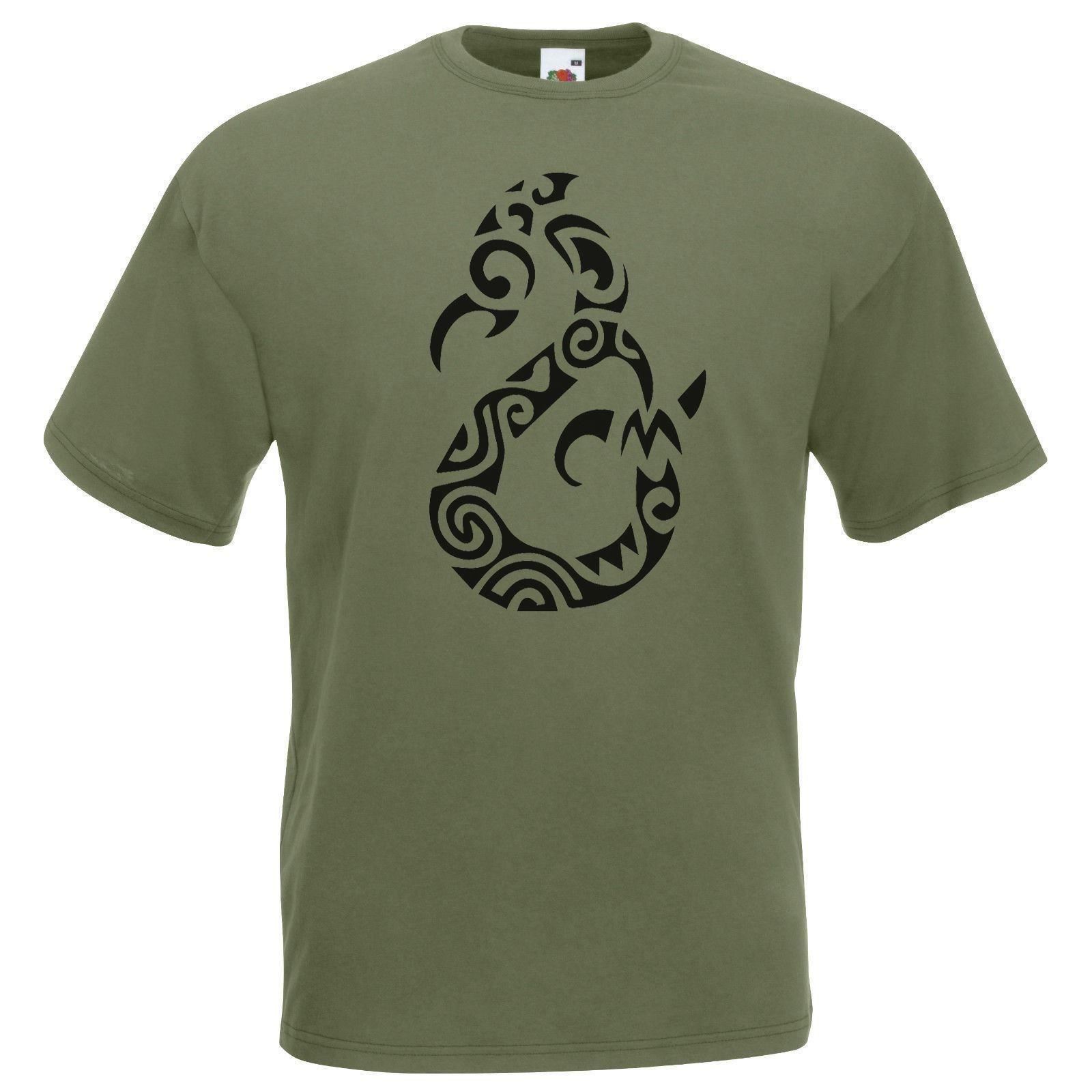 Unisexs Unisexaia Spirit Polynesian Tribal Tattoo Symbol Unisex Olive TShirt M